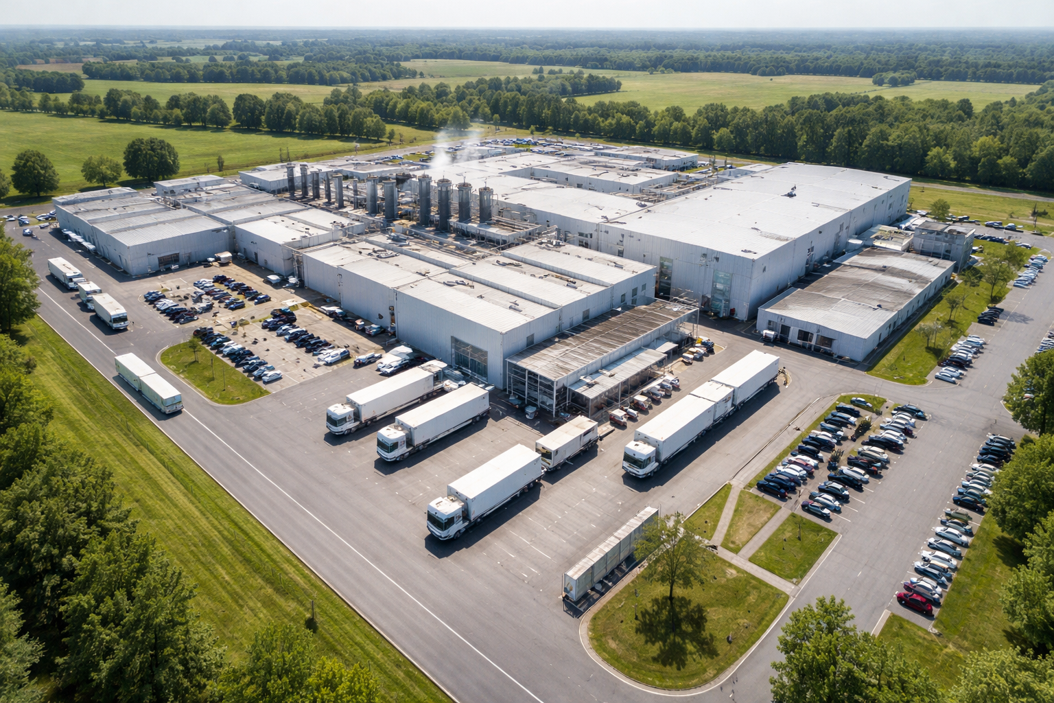 Vista aérea de planta frigorífica